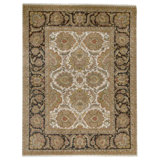 Hand Knotted Wool Oriental Area Rug in Ivory And Black