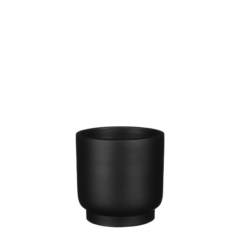 Pot à fleurs en terre cuite Lyria, Noir, H 5,51 po x l 5,91 po x P 5,91 po