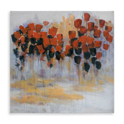 Red Flowers Field Tablecloth - Romantic Abstract Home Decor