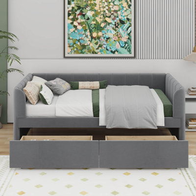 Twin Size Upholstered Daybed With Drawers