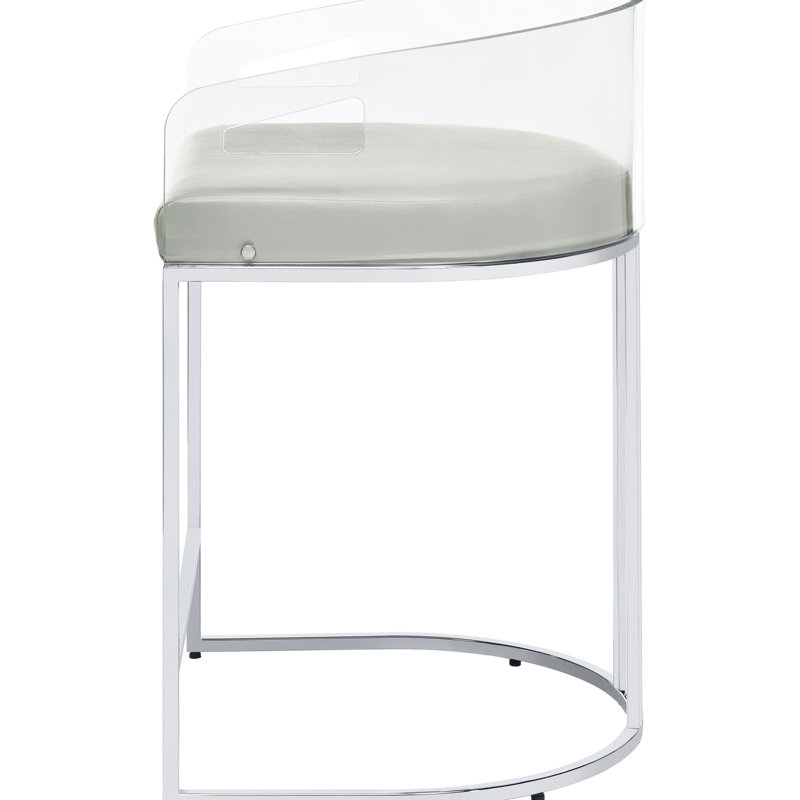 Tabourets de bar modernes à dossier en acrylique gris (2) - Élégant avec détails de 2 chaises de salle à manger et structure en métal confortable