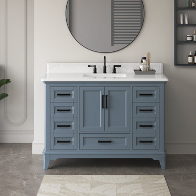 48'' Free Standing Single Bathroom Vanity with Quartz Top