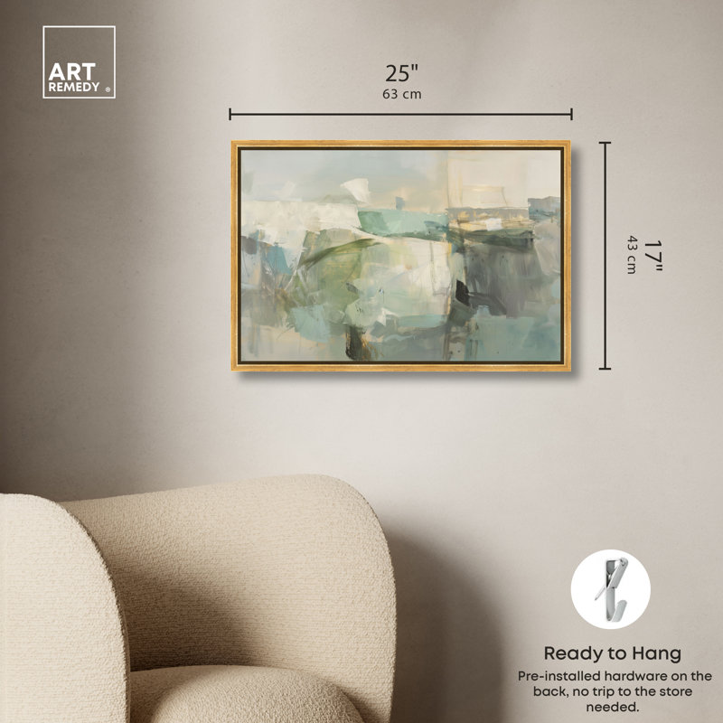 "Grayish Green II", reproduction sur toile encadrée par Art Remedy, cadre doré, 24 x 16, Gold Frame, H 17 po x l 25 po
