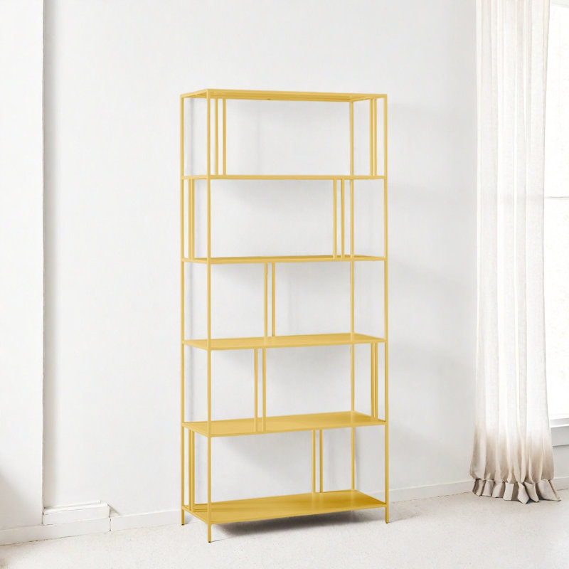 A beautiful and high-quality bookcase, Gold, (5 Shelves) 74.8"H x 33.4"W x 13.7"D