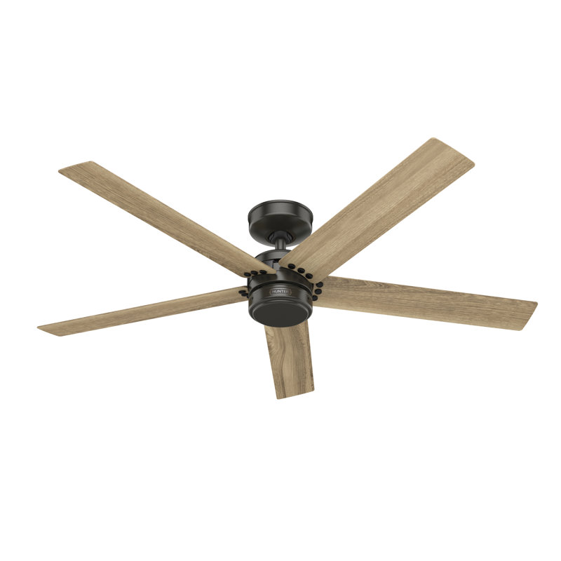 52" Burton 5 - Blade Damp Rated Ceiling Fan And Wall Control, Noble Bronze