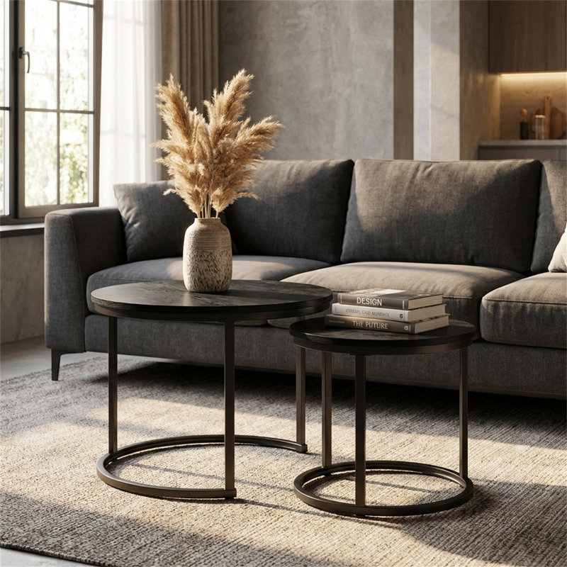 Vintage Round Coffee Table Set