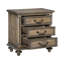 Table de chevet de chambre à coucher de style rustique avec 3 tiroirs au fini placage de pacane classique patiné