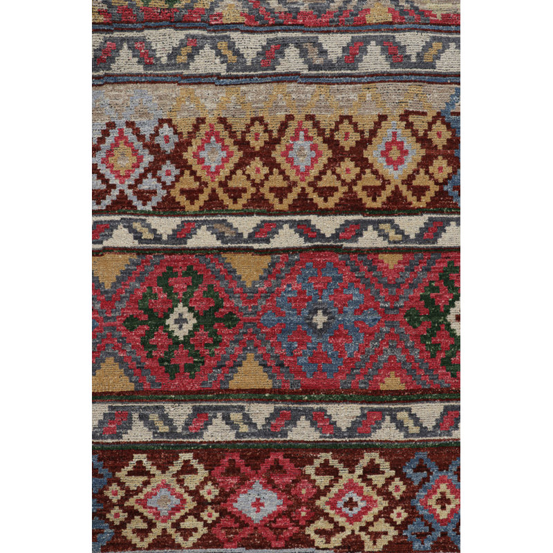 Burano Hand Knotted Wool Geometric Area Rug, Rectangle 5' x 8'