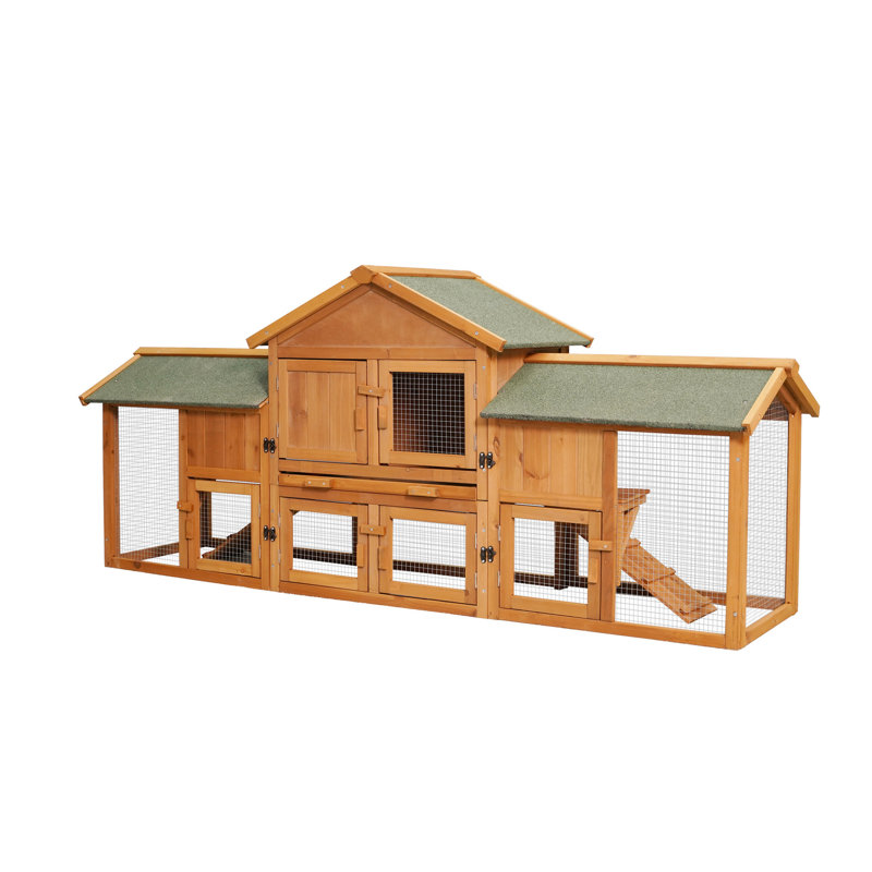 Grande cage de 79,5 po avec 2 couloirs, idéale pour les petits animaux de compagnie, plateau amovible, toit imperméable à deux niveaux, abri pour animaux, cage de cochon d'Inde, habitat