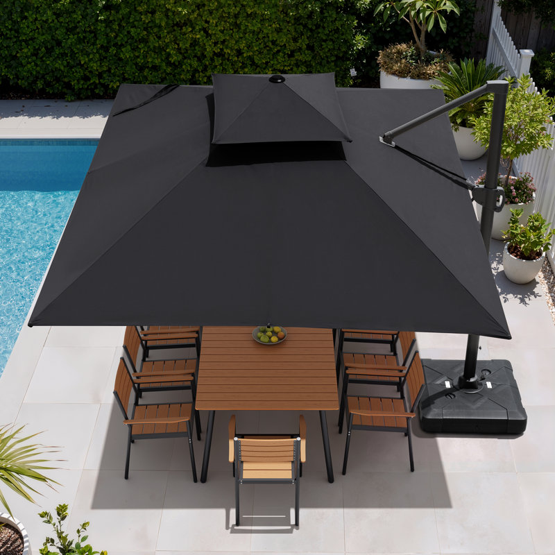 153' X 116' Rectangular Cantilever Umbrella with Weighted Base, Noir, noir, noir, noir