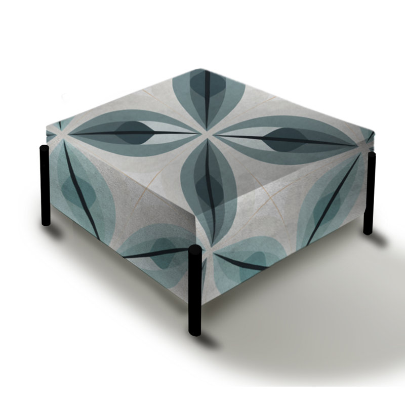 Subdued Symmetry - Grand repose-pieds carré damassé