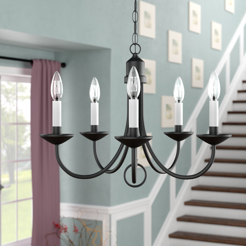 Berthine 5 - Light Dimmable Classic / Traditional Chandelier, Black