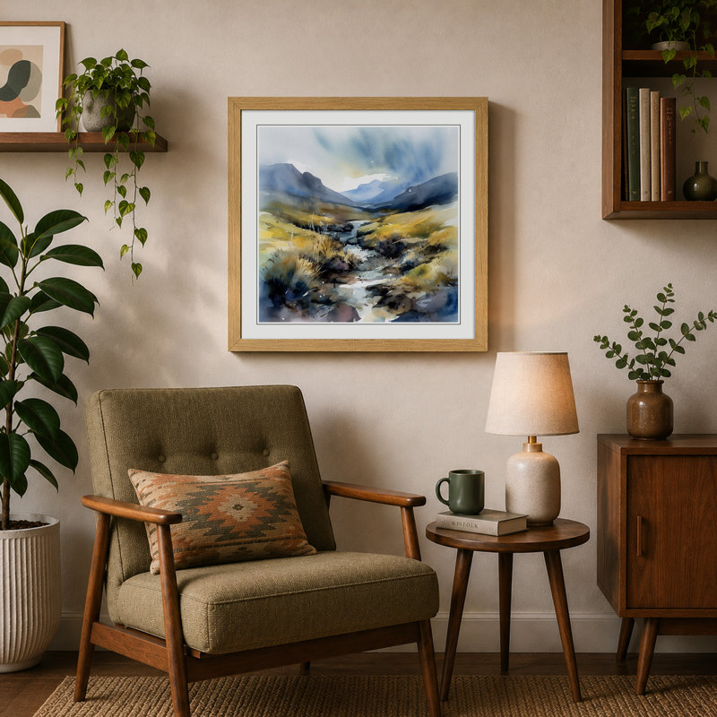 Scotland Watercolour No.1 - Framed Print, Oak