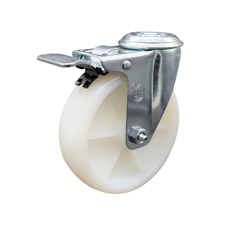 Nylon Bolt Hole Caster with Lock Brake