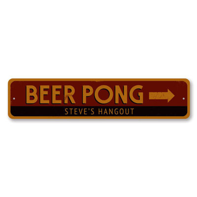 Beer Pong Arrow Sign - 6" X 24"