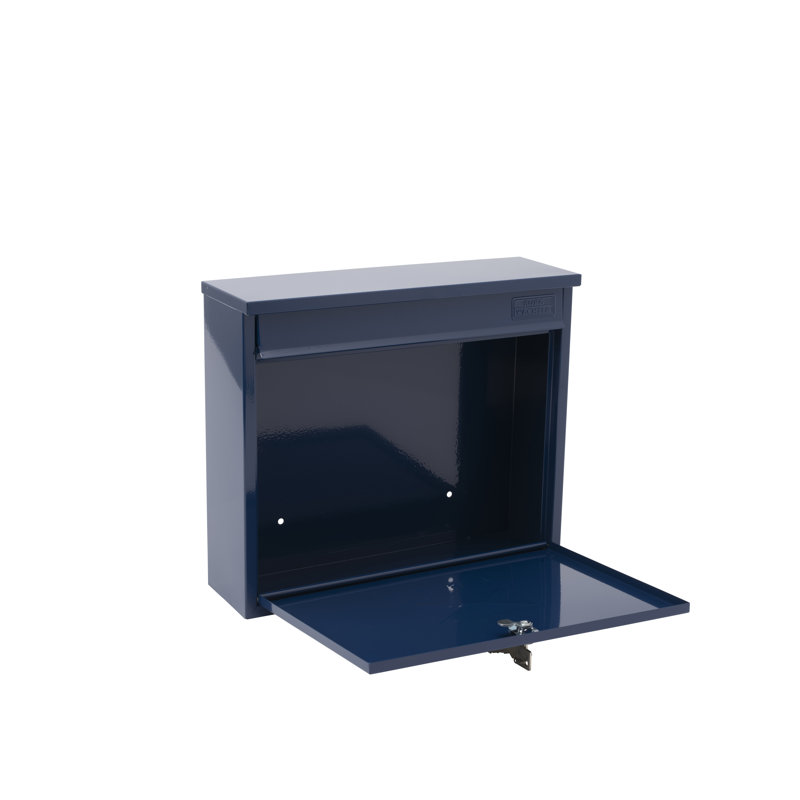 Elegance Wall Mounted Galvanised Steel Lockable Weatherproof Post Box - 36x31x10cm, Midnight Blue