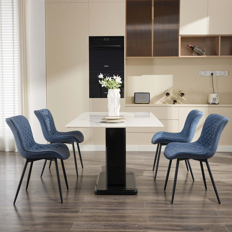Ensemble de 2 chaises de salle à manger rembourrées de style moderne Mid-Century sans accoudoirs, Gris