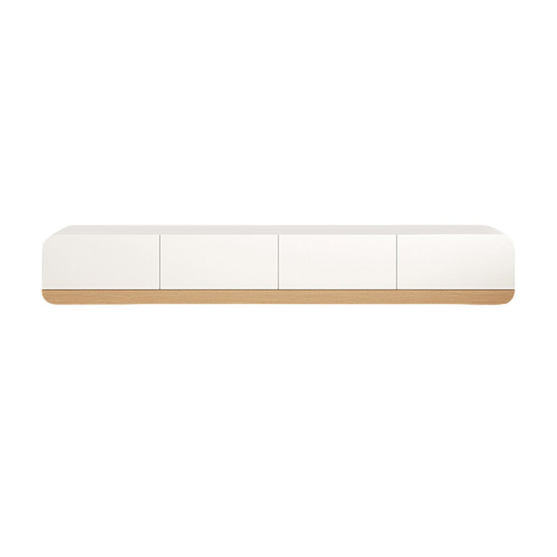 Meuble télé moderne en bois manufacturé beige, H 16,54 po x L 86,61 po x l 15,75 po