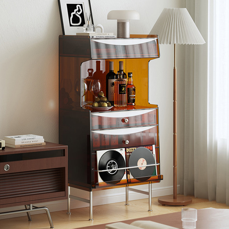 Modern acrylic multi-functional accent cabinet, Amber Brown