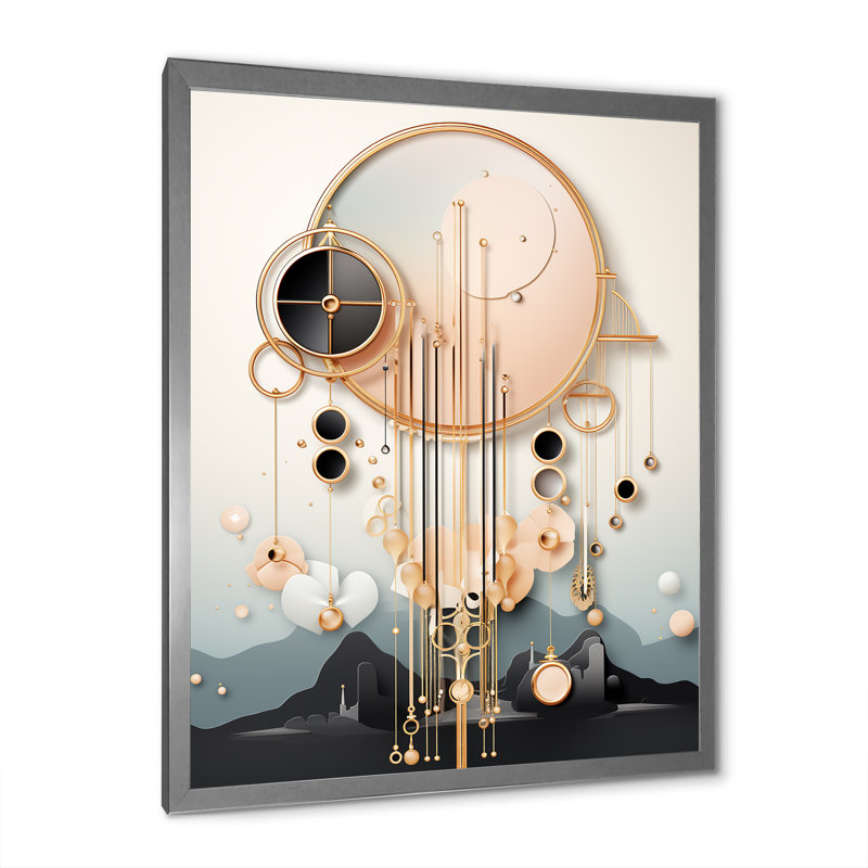 Boho Dreams Mountain Landscape, rétro-impression sur toile, H 32 po x l 16 po x P 1 po, Cadre simple argenté