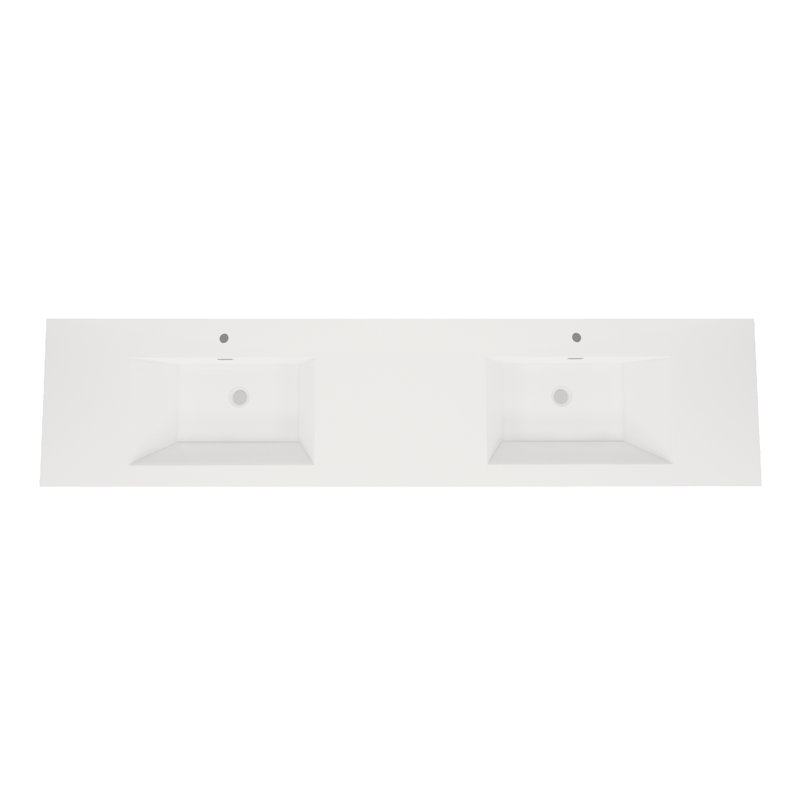 Lavabo de salle de bain vasque rectangulaire en pierre blanche ultrabrillante avec trop-plein