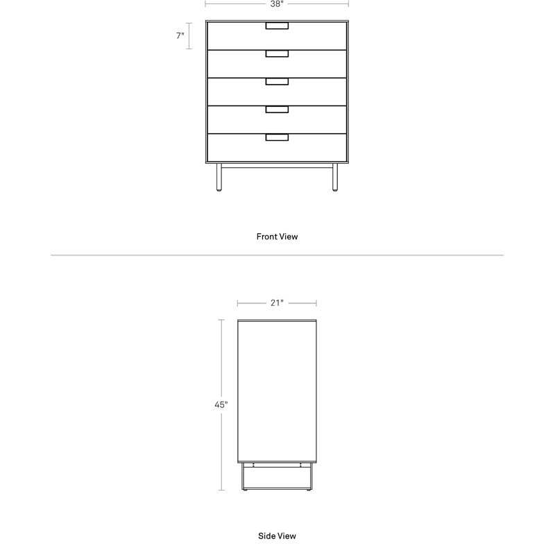Series 11 5 - Drawer Dresser, Stainless Steel/White Oak