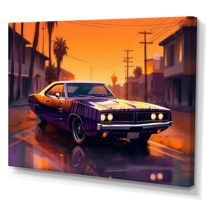 Marietta, mauves et jaunes rugissant sur toile, H 34 po x l 44 po x P 1,5 po, Toile tendue