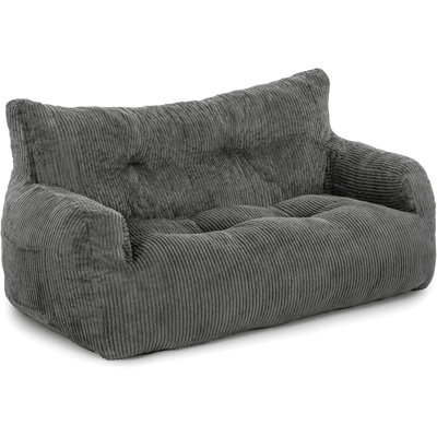 59" Bean Bag Chair,2 Seat Loveseat Sofa,Ultra Soft Dutch Velvet,Fluffy Comfort Washable Cover,Corduroy Lazy Sofa Bed For Adults,Fit Living Room, Bedroom,Outdoor Spaces,Grey