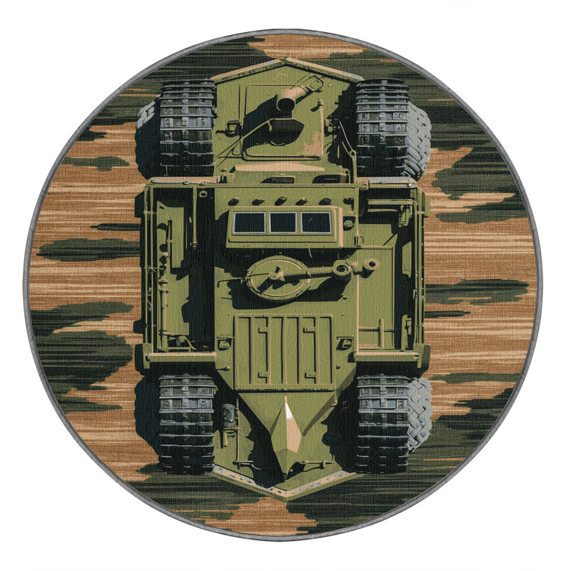 Machine Washable Transportation Brown Area Rug, Rond 3 pi