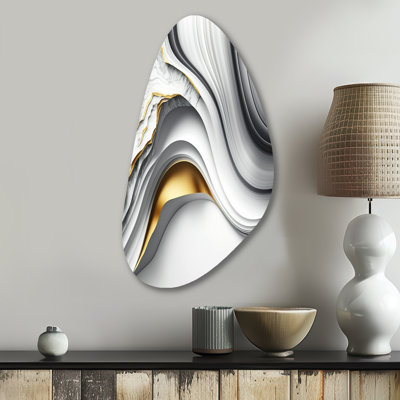 «Abstract Geode Waves Grey I», art mural abstrait en métal asymétrique, reproduction d'art en métal de forme unique grise
