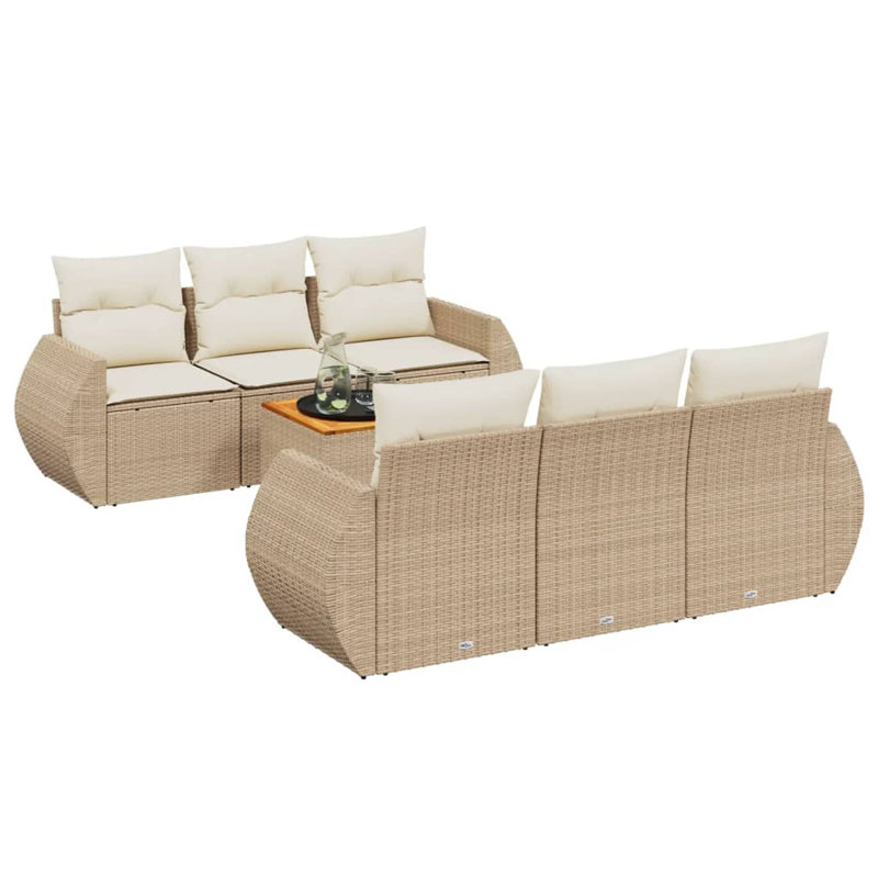  Ensemble de canapé de jardin modulaire en PE rotin beige