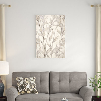 Feuilles grises - peinture sur toile tendue
