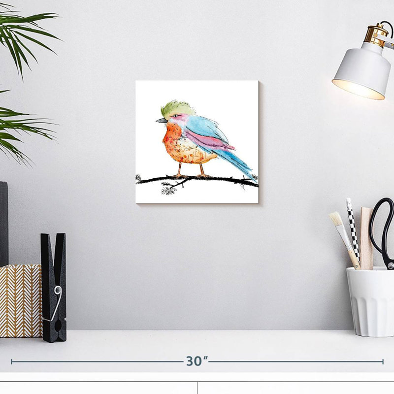 Brampt floral, oiseau brillant I, H 10 po x l 10 po