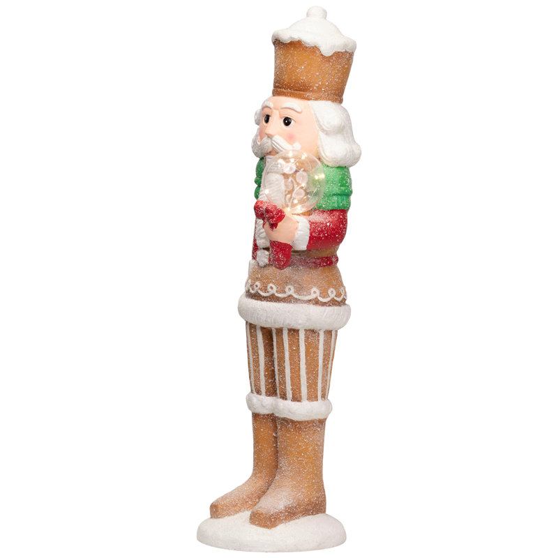 LED Lighted Glitter Christmas Nutcracker - 27", Brown/White