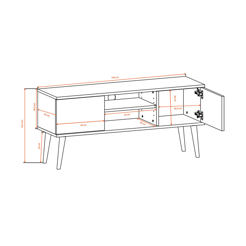 Kaylani TV Stand, Black, 120cm W