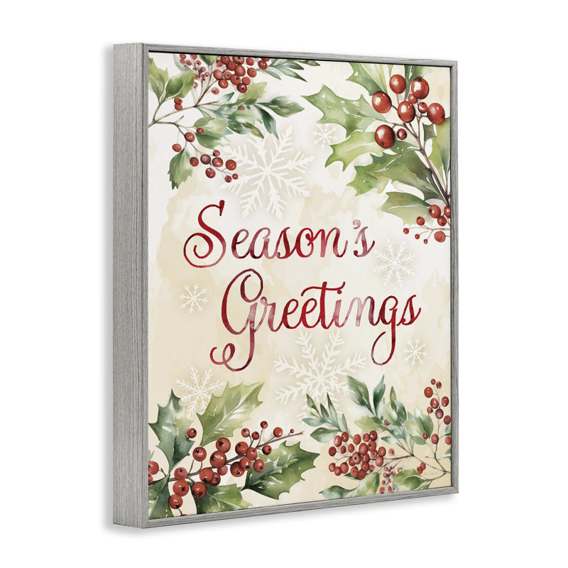 Season's Greetings Holly Berries, giclée encadrée, design par Nicole DeCamp, H 14 po x l 11 po, Estampe numérique Farmhouse