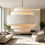 Lustre côtier à 5 niveaux, luminaire suspendu bohème moderne de 13 pouces avec abat-jour en peluche, lampe suspendue tambour réglable pour la chambre à coucher, la salle à manger, l'entrée de l'îlot de cuisine, blanc