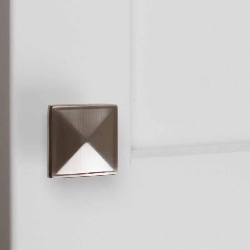 1 1/4" Length Square Knob, Satin Nickel