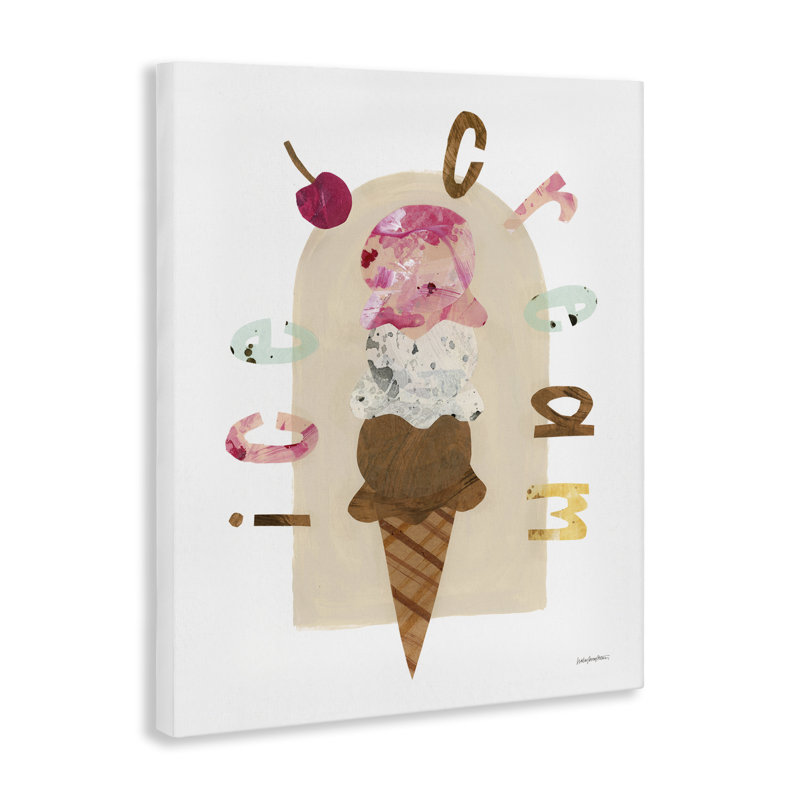 «Ice Cream Whimsy», art mural sur toile par Haley Knighten, H 20 po x l 16 po