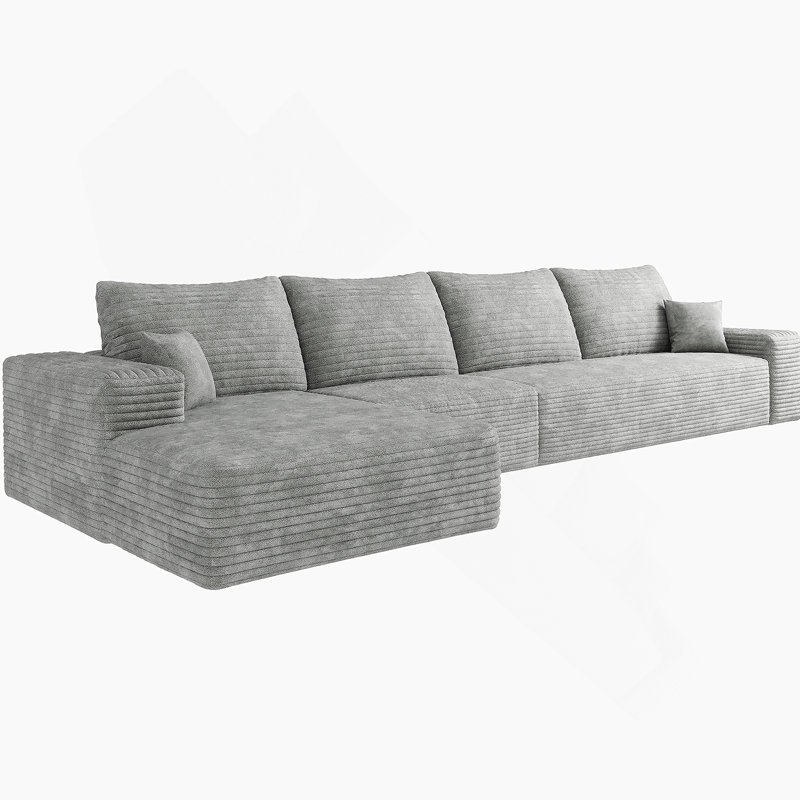 Canapé modulaire moderne avec velours côtelé moelleux, sans assemblage, idéal pour diverses pièces, Gris