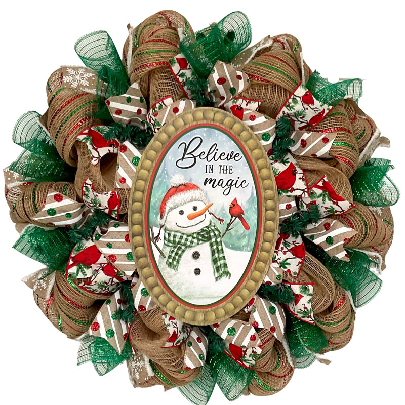 Believe In The Magic Snowman Christmas Wreath