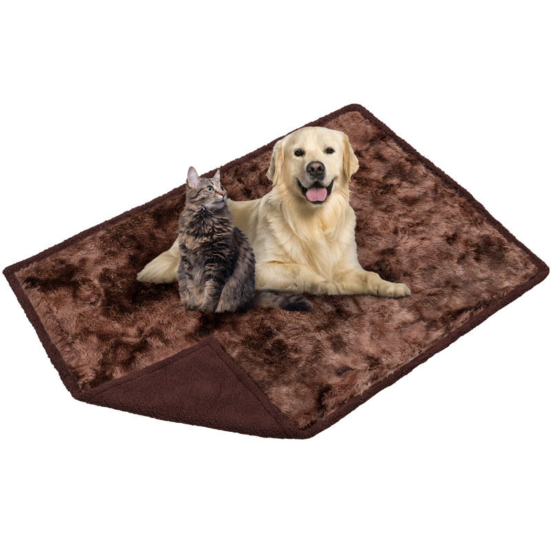 Faux Fur Sherpa Pet Blanket, 40" x 60", Tie-Dye Brown