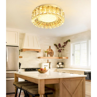 12" Dimmable Led Modern Crystal Chandelier Gold