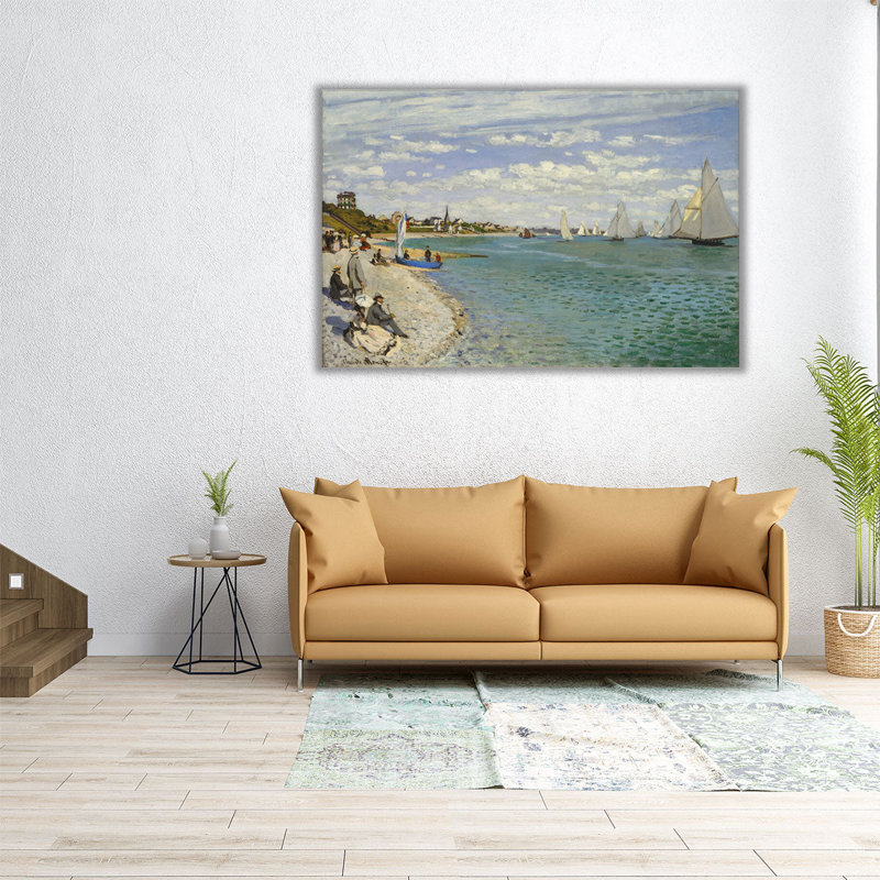 Regatta at Sainte-Adresse, 1867 - reproduction d'art sur toile, H 12 po x l 18 po
