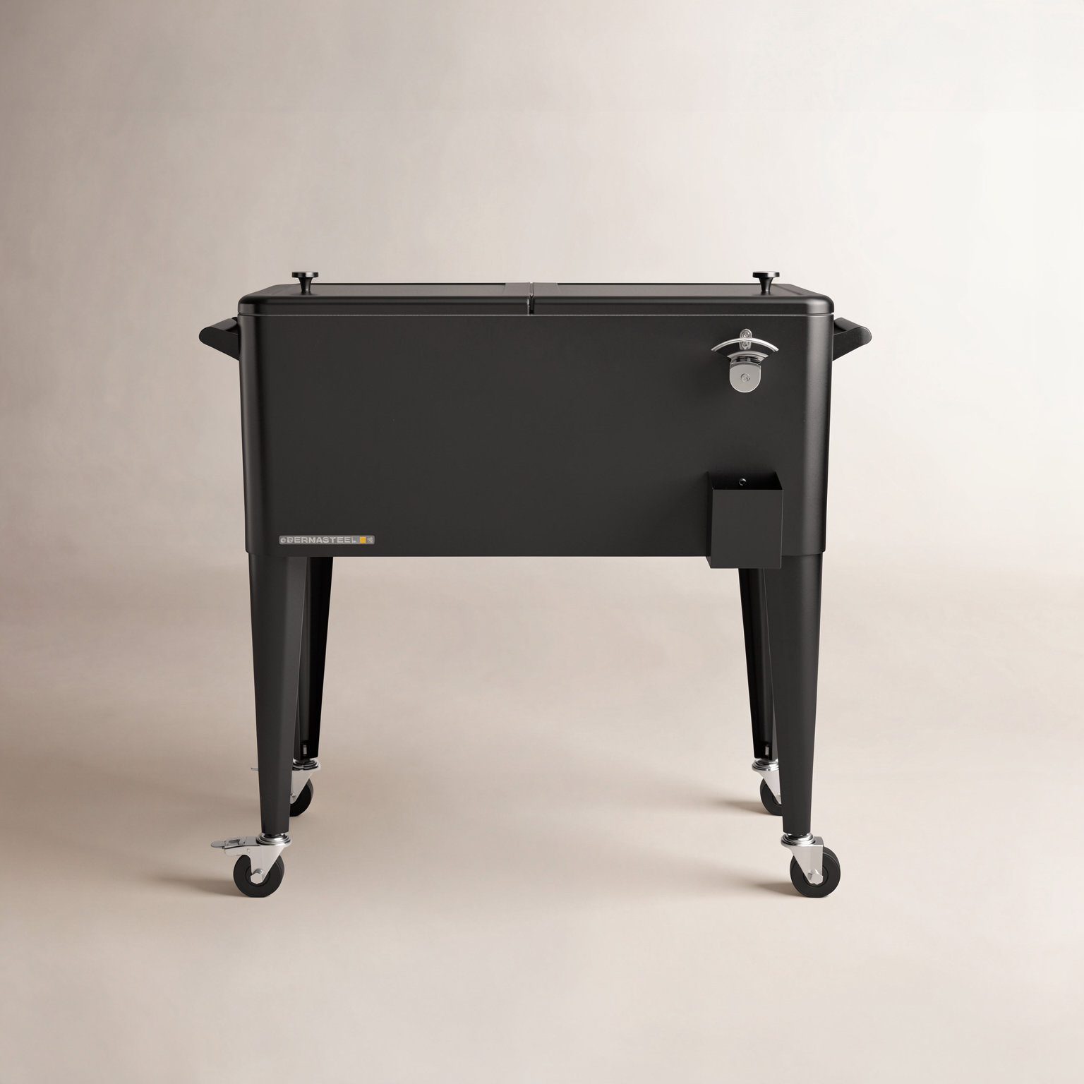 Permasteel Rolling Cooler, Black, With Divider