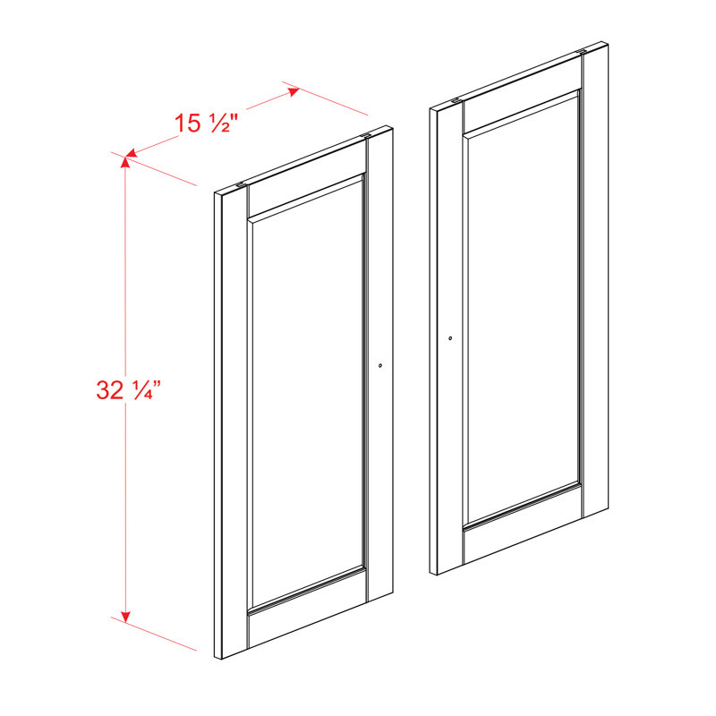 Ensemble de porte double à panneau surélevé 100% bois massif Bryannah, Gris