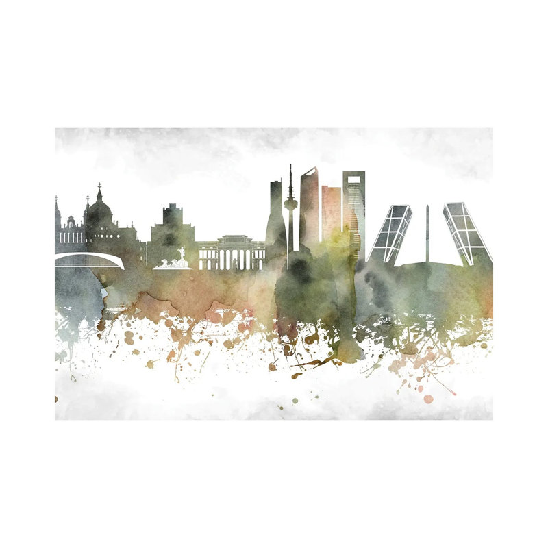 Madrid Skyline by WallDecorAddict - Wrapped Canvas Print, 20.32 cm H x 30.48 cm W