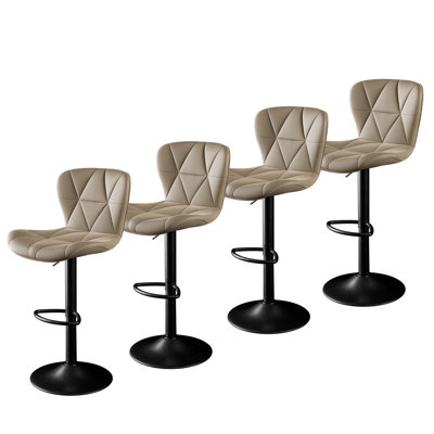 Adjustable Swivel Counter Height Bar Stools, Waterproof Faux Leather Stools with Metel Footrest,Set of 4