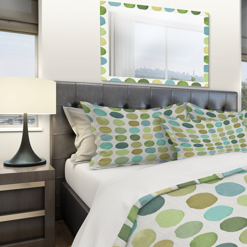 Geometric Green Circle I - Ensemble de housse de couette moderne Mid-Century - Microfibre de polyester