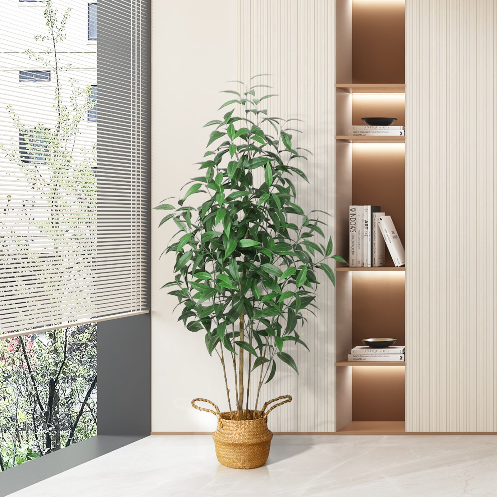 Adcock Artificial Eucalyptus Tree in Basket, 47" H x 16" W x 16" D, 1